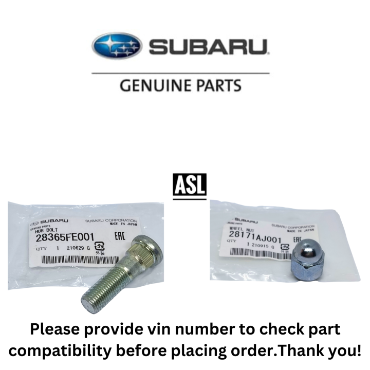 Genuine Subaru 28365FE001 Wheel Stud 28171AJ001 Wheel Nut Bolt Impreza WRX STI Forester Legacy