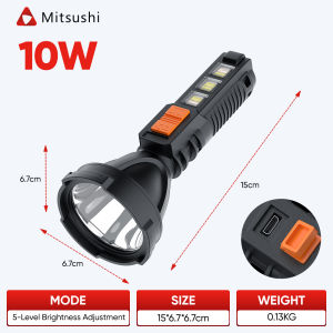 Mitsushi LED Outdoor Waterproof Flashlight Rechargeable Emergency Flashlight
