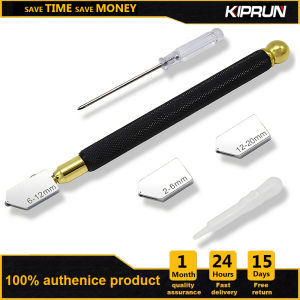 KIPRUN Glass Cutter Kit 2mm-20mm Professional Cutting Head Aotomatic Pencil Oil Feed Carbide Tip Glass Cutter Tool for Thick Glass Mosaic and Tile