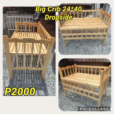 Wooden Crib (Kuna) Adjustable 2in1 and 3in1 for Baby 24*40 inches Natural Wood Finish Indoor Nursery Furniture