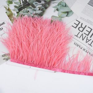 JUSTODO 1 Meter Sewing Decoration Natural Ostrich Feathers Ribbon Tassel 8-10cm Wide Feather Trim Fringe Handmade Fluffy Texture Ostrich Feathers Trim Wedding Party Decoration