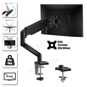 Single LCD Monitor Mount Stand - Articulating Gas Spring Monitor Arm - Adjustable Desk Mount 360 Rotation