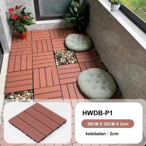 Lantai Decking Outdoor WPC Decking Tiles Lantai Rumah Dekorasi Rumah Estetik Ukuran 30cm*30cm*30mm Lantai Kayu Jati Motif