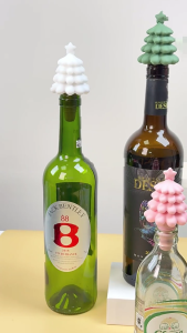 Silicones Wine Stopper Christmas Tree Shape Wine Bottle Seal Beverage Bottle Sealer Caps for Christmas Holiday Parties