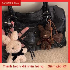CS Kawaii sang trọng thỏ Keychain Y2K dễ thương ngọt ngào Bunny nhồi Keyring Ba lô mặt dây chuyền túi treo trang trí cho cô gái món quà