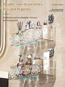 Shower Caddy Suction Cup Clear Bathroom Organizer: Strong Suction Shower Shelves Storage Basket