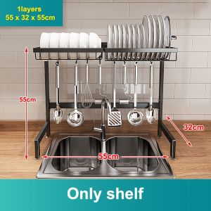 Rak Pinggan Sinki Mangkuk Dish Drying Rack Kitchen Organizer Rack Sink Dish Drain Steel Rak Dapur