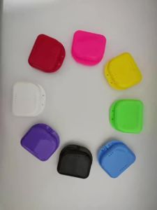 50Pcs Dental Orthodontic Retainer Denture Storage Container Mouth Guard Case with Vent Holes and Hinged Lid