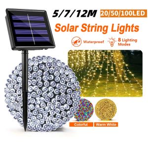 FonKun ไฟกระพริบโซล่าเซลล์ ไฟกระพริบ ไฟประดับ ไฟLED ไฟโซล่าเซลล์ ยาว 5M/7M/12M ไฟตกแต่ง ไฟงานฉลอง ไฟปีใหม่ ไฟประดับ พลังงานแสงอาทิตย์