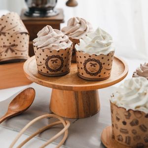 50Pcs Kraft Paper Cake Cups Muffin Wrapping Paper Cups Cupcake Oil-Proof Cups For Wedding Birthday Party Baking Supplies