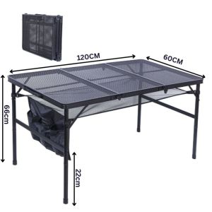Aluminum Frame Table Adjustable Portable Foldable Lightweight Mini Outdoor Bbq Picnic Camping Iron with Easy Carrying Bag