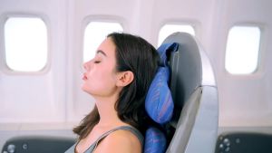 Travel Pillows for Airplanes 360 °   Head Support for Long Flight Soft Airplane Pillow with 3D Eye Mask for Sleeping Stop Bobblehead Airplane Headrest Gadgets Royal Blue