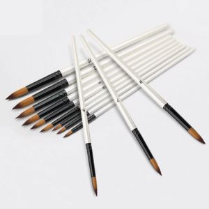 12Pcs Professional Paint Brush Set with Round Pointed Tips Nylon Hair Bristles for AcrylicWatercolorand Oil Painting