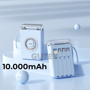 Sạc dự phòng 20000mah 10000mah sạc nhanh pin dung lượng lớn có dây sạc cho điện thoại - Gutek YM833