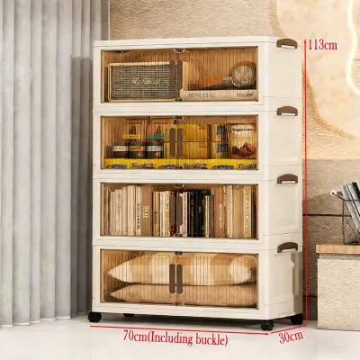 inhom 70cm 5-Tier Storage Cabinet Foldable Plastic Storage Organizer Large Capacity Storage Cabinet For Clothes Books Toys kitchenware
