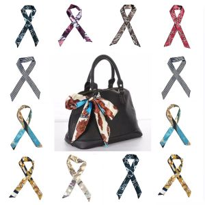 ELACCENT_ ผ้าพันคอตกแต่งริบบิ้นกระเป๋าแขวนผ้าพันคอสแควร์พิมพ์ริบบิ้นผ้าพันคอผูกผ้าโพกหัว