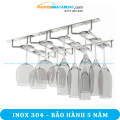 Kệ treo ly rượu vang quầy bar Inox 304 PHÁT ĐẠT, giá treo ly rượu vang gắn tường để chai rượu (SP137). 