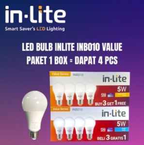 IN LITE LAMPU PAKET LED BULB BOHLAM LED INLITE PAKET VALUE INB010 BELI 3 GRATIS 1 3W 5W 9W 18W