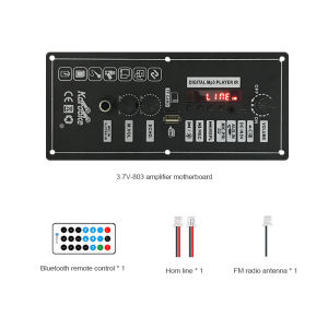 Raimondo 3.7V Amplifier Board Audio Bluetooth 5.0 MP3 Amplifier Board Power Support MP3 USB AV TF FM Remote Control Car Music Lossless Heavy Bass 5-8 Inci 30W Speaker Amplifier