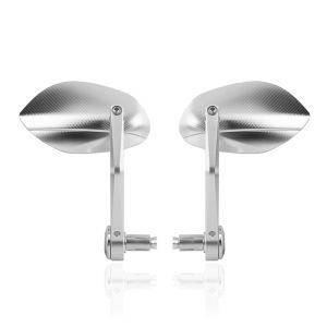 Motorcycle Handlebar Mirror Bar End Rear View Mirrors Balance Slider Grip Side Mirror CNC Silver 22mm Universal Anti-reflective