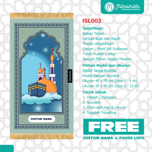 Sejadah anak Best Seller FREE CUSTOM NAMA - Design Trendi by Mihrimah - Islamic Series
