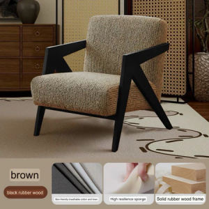 Single Sofa Chair French Medieval Style Solid Wood Lazy Sofa Lazy Chair Household Light Luxury Richard Chair