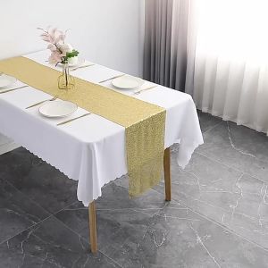 LZD  Simple ins Nordic Style Wedding Party round Tablecloth Decoration Christmas Golden Red Paillette Table Runner