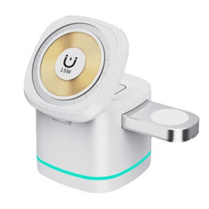 Bộ sạc không dây nam châm 15W bộ sạc tai nghe đồng hồ bộ sạc điện thoại di động Type-C 3 trong 1 cho Iphone 14 13 12 Pro/Max/Plus