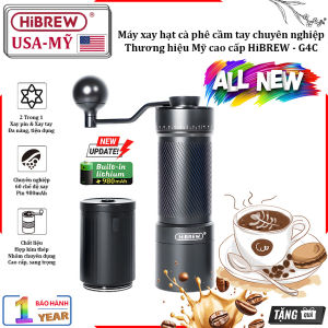 Máy xay hạt cà phê cầm tay chuyên nghiệp 2 trong 1 pin 980mAh 60 cấp độ xay. Thương hiệu Mỹ cao cấp HiBREW - G4C