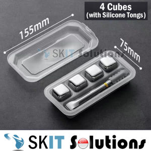 【SKIT SG】Rapid Cooling Stainless Steel Ice Cube 304 Reusable Set Kit Tongs & Plastic Tray Beer Wine Whiskey Cocktail 304 Stainless Steel Ice Cube Food Grade Whiskey Chilling Stones Set Kit Reusable Ice Cube Beer Cubes Whiskey Ice Cube with Clippers