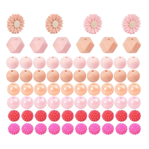 70Pieces Set Silicone Daisy Flower Designs Beads For Creative Keyring Bracelets Making DIY Supplies