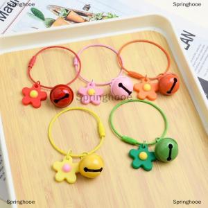 [COD] Springhooe Candy Colors Flowers Key Chain Sweet Wire Rope Pendant With Bell Car Key Ring Backpack Charms Bag Decor