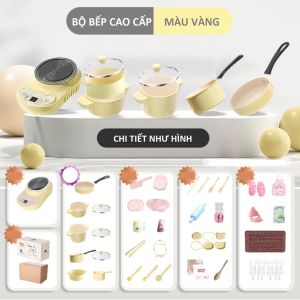 Bộ bếp đồ chơi nấu ăn thật 45 chi tiết cao cấp Chất liệu inox 304 chống rỉ Chảo và nồi tráng men chống dính Nhựa an toàn cho sức khỏe