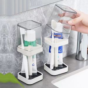 [Ready Stock+COD] Bathroom Dustproof Toothbrush Holder Portable Toothbrush Case Travel Toothbrush Cover Toothpaste Organizer Mouthwash Cup