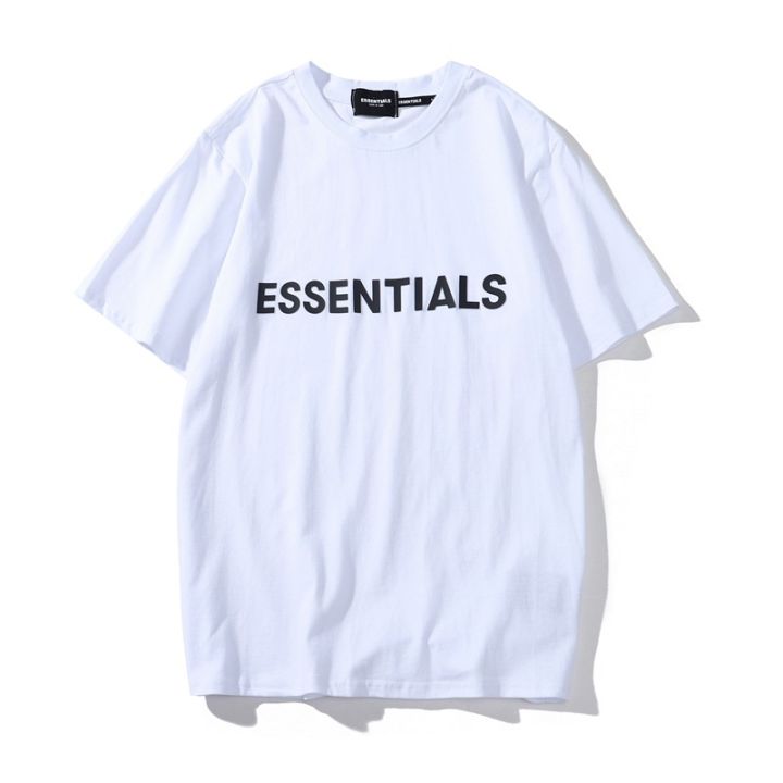 Essentials เสื้อยืดแขนสั้นเนื้อผ้าฝ้ายแฟชั่นพิมพ์ลายสําหรับผู้หญิงและ ...