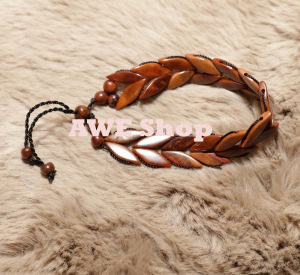 Gelang Kokka Motif Daun Kembar - Kaukah Kokkah Kaokah Kokah Koka Santi Pondok Pria Wanita Remaja Dewasa Muslim Padi Gantum Rajut
