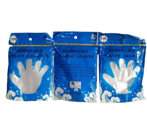 100pcs/50pair (Blue Pack) high quality Transparent and Durable Disposable Plastic Gloves Food Handling Safety Gloves Cleaning Gloves (Large Size)