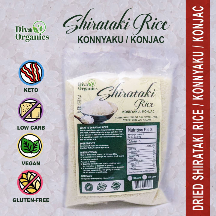 Dry / Dried Shirataki Rice and Noodles Konjac Keto / Low Carb Diet Healthy / Skinny Rice