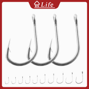100Pcs Strong Carbon Steel Saltwater High Quality Freshwater Jig Hooks Sharp Fishing Circle for Fishing