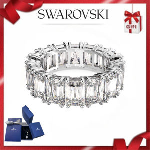 🔥Swarovski🔥S925 sterling silver series Womens Fashion {new style} Ring Round Cut White Crystal Gemstone Vittore Wide Ring Birthday Gift Valentines Day Gift