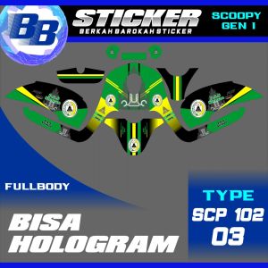 Decal Scoopy BISA HOLOGRAM Full Body Full Blok Dekal Sticker Scoopy FI 2013 2014 2015 2016 Scp 102