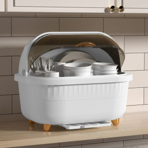 Dish Rack with Cover | Dustproof & Waterproof Plate Organizer | Space-Saving Kitchen Storage Rack for Bowls & Utensils