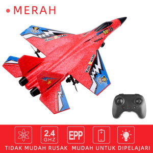Jojotoy Mainan Rc Pesawat Tempur Jet Baterai Cas Remote Control 2.4ghz LED Pesawat Glider Airplane Foam Battle Jet F22/SU-35