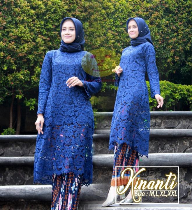 SET KEBAYA MODERN/BAJU KURUNG BRUKAT KINANTI NAVY Kebaya Modern