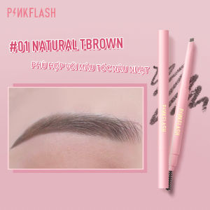 PINKFLASH Bút chì kẻ lông mày không thấm nước bền màu lâu trôi với 4 màu tùy chọn có đầu chải lông màu tiện dụng
