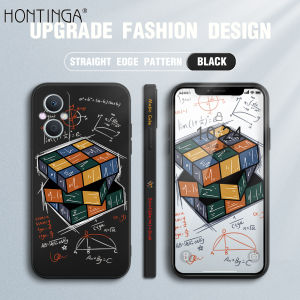 Hontinga Casing Case For OPPO Reno 7Z Reno7 Z A96 5G Case Formula Rubiks Cube Square Original Liquid Soft Silicone Edge Pattern Rubber Case Full Cover Camera Protection Cases Back Cover Phone Casing Softcase For Boys Men