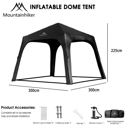 Mountainhiker Inflatable tent inflatable dome awning 4-6 person camping tent 210D silver-plated Oxford cloth waterproof and sun-proof