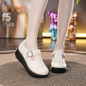 Magic Tape Thick-Soled Genuine Leather Rocking Shoes Soft Bottom Nonslip Leather Shoes Middleaged And Elderly Mom Shoes