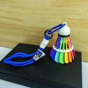 MEEU Rainbow Color Badminton Keychain Funny Creative 3D Printing Keyring Colorful Hanging Badminton Bag Pendant Badminton Enthusiast