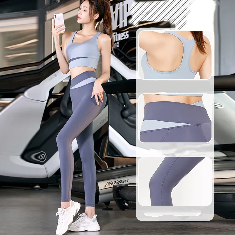 UNIQUETOP Women Gym Suits Shockproof Underwear Fitness Bra Jogging Running  Vest Yoga Pants Set